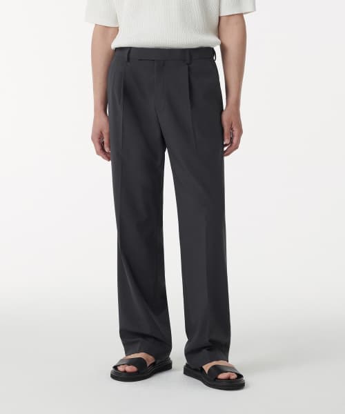 [Cooltandard] Wide Hidden Banding Slacks [Gunmetal]