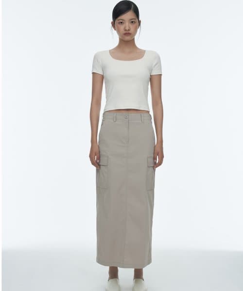 Womens Cargo Maxi Skirt [Light Beige]