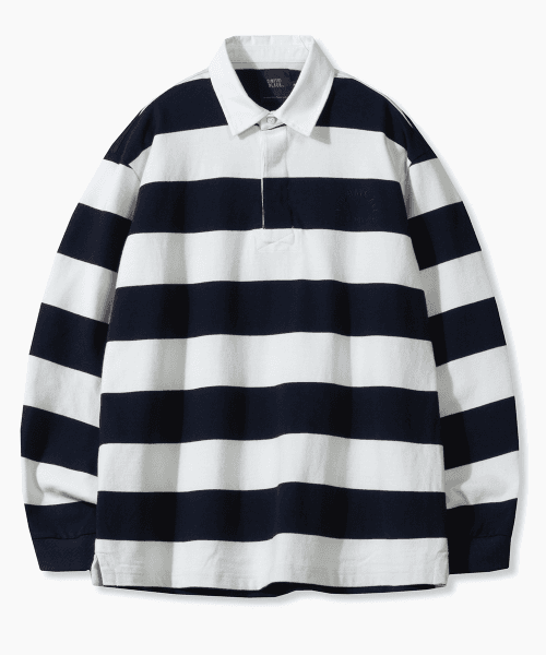 ASI Stripe Rugby Sweatshirt_T-Shirt_Navy & White