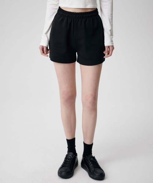 Womens Double Knit Sweat Shorts [Black]