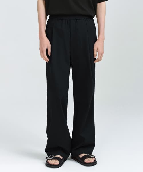 [Cooltandard] One Pleat Wide Banding Slacks [Black]