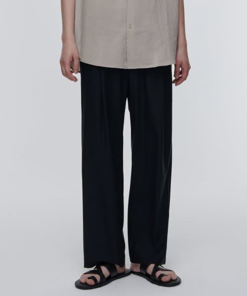 Cooling Deep Tuck Wide Banding Pants [Black]
