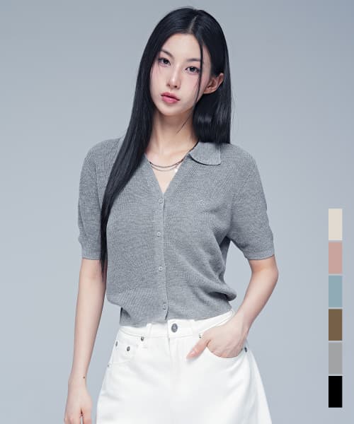 Anna Linen Like Collar Short-Sleeve Knit - 5COL