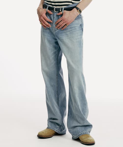Easy Loose Denim Pants (Light Blue)