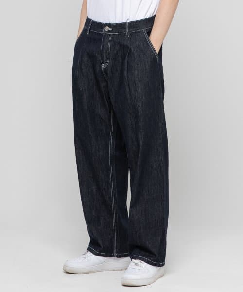 Non-Fade Wide Denim Pants [Deep Blue Indigo]