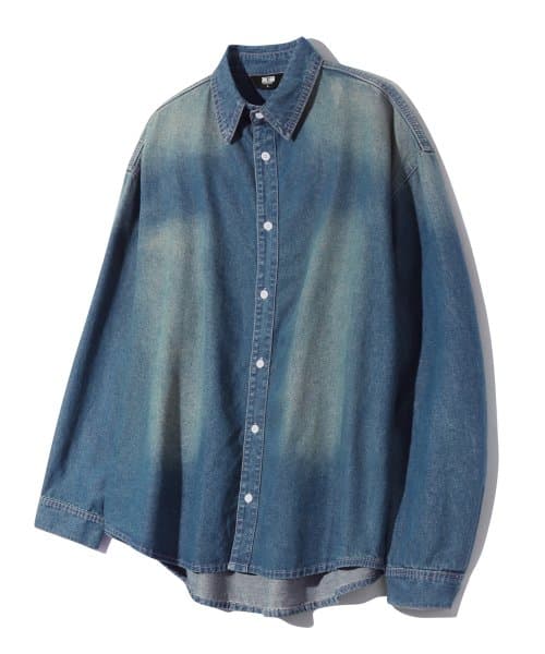Vintage Washed Oversized Denim Shirt (DEEP BLUE)