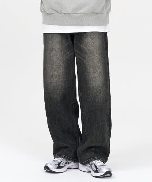 More Wide Denim Pants (Washed Raw Black)