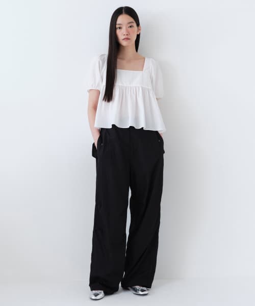 Womens Bright Nylon Parachute Pants [Black]
