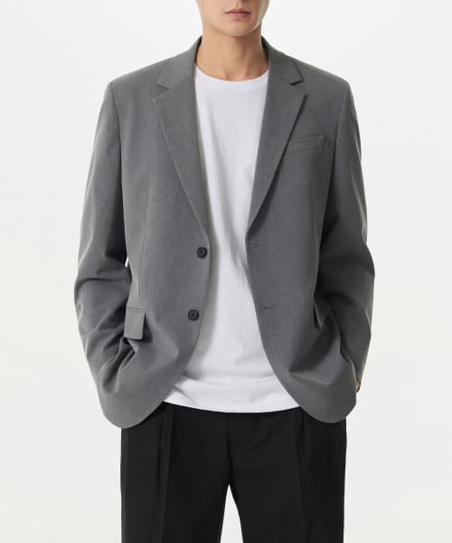 Relaxed Basic Blazer [Melange Gray]