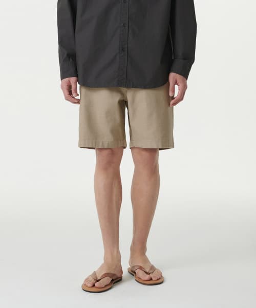 White Satin Officer Shorts [Beige]