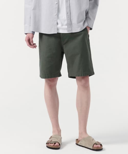 White Satin Officer Shorts [Khaki]