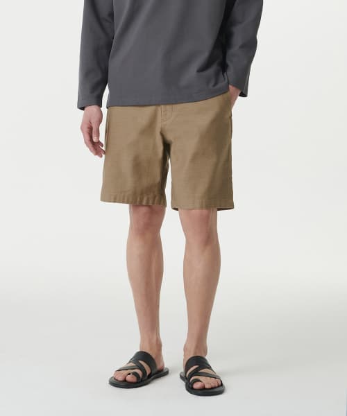 White Satin Officer Shorts [Sand Beige]