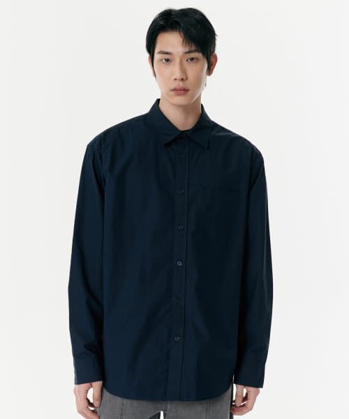 Relaxed Washed Poplin Shirt [Navy]