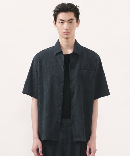 Crinkle Relaxed Short Sleeve Shirt [Iron Gray]