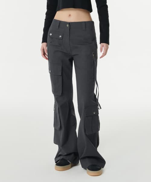 Womens Semi Bootcut Utility Cargo Pants [Dark Gray]