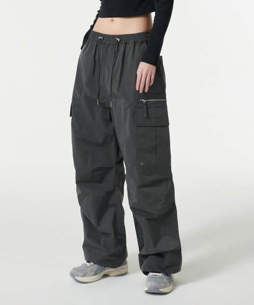 Womens Bright Parachute Cargo Pants [Dim Gray]