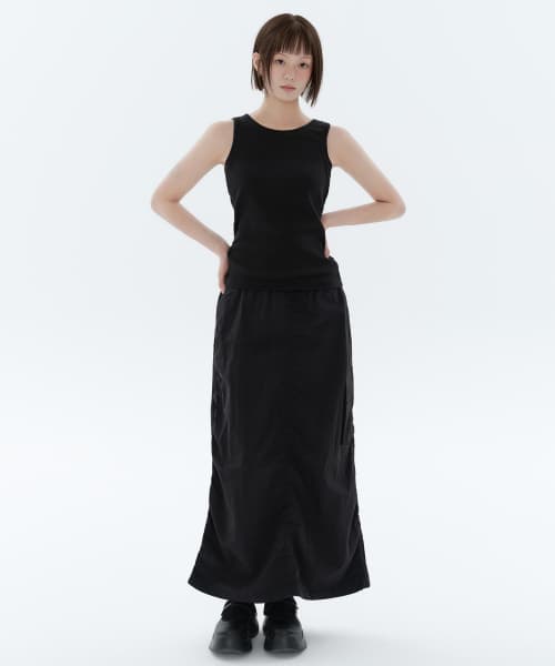 Womens Nylon Parachute Skirt [Black]