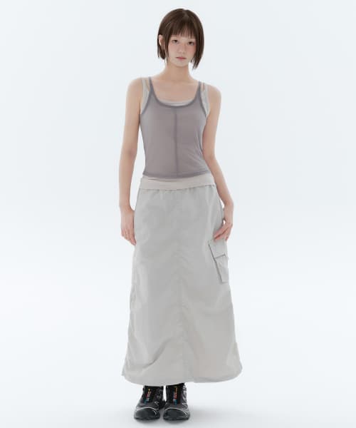 Womens Nylon Parachute Skirt [Ash Gray]