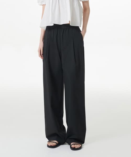 [Cooltandard] Women's One Pleat Wide Banding Slacks [Black]