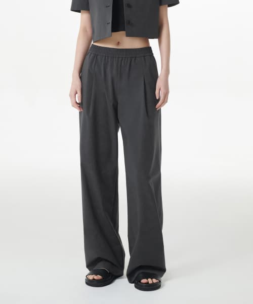 [Cooltandard] Women's One Pleat Wide Banding Slacks [Gray]