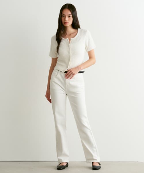 [Cooltandard] Women's Linear Straight Denim Pants [White]