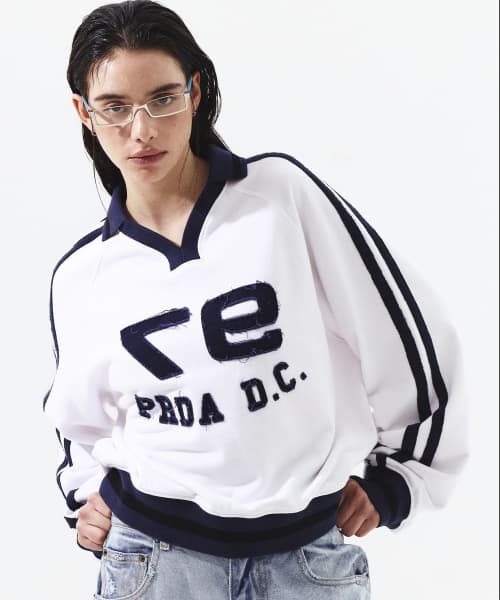 PRENDA LOGO TAPE APPLIQUE SWEATSHIRTS SNOW WHITE