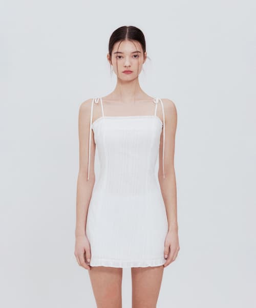 Lace Frill Mini Dress (Ivory)