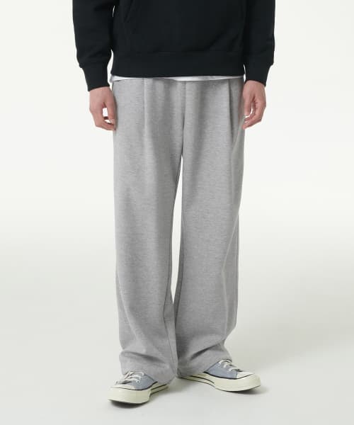[Cooltandard] One Pleat Wide Lounge Sweat Pants [Medium Gray]