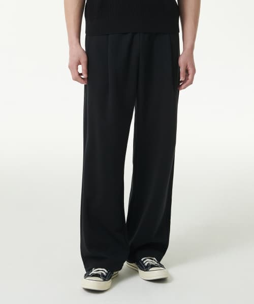 [Cooltandard] One Pleat Wide Lounge Sweatpants [Black]