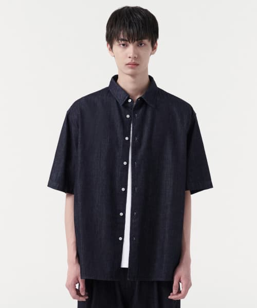 Relaxed Short Sleeve Denim Shirt [Deep Indigo]