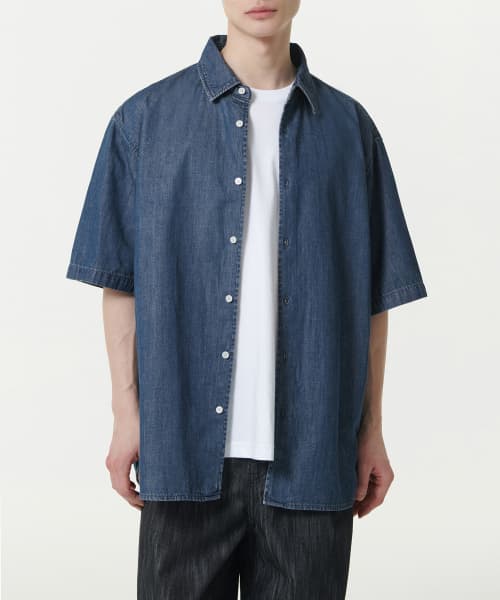 Relaxed Short Sleeve Denim Shirt [Medium Indigo]