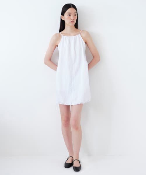 Womens Nylon Volume Mini Dress [White]