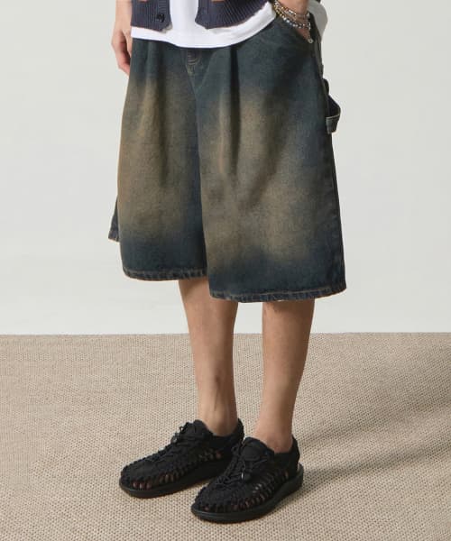 Bio-washing Carpenter Bermuda Denim Pants_Yellow Washing