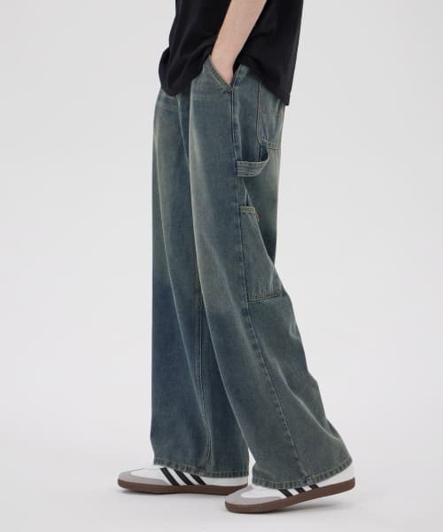 KEY RING WASHING DENIM PANTS(BLUE)