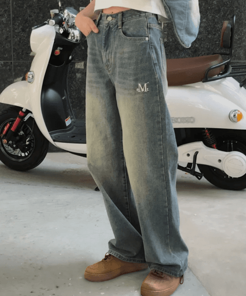 Mallorca Wide Denim Half-Banding Washed Jeans Unisex (3 Colors)
