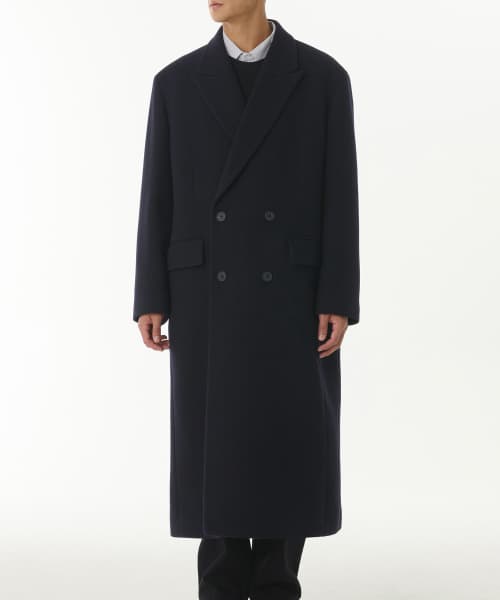Wool Blend Big Daddy Double Maxi Coat [Navy]