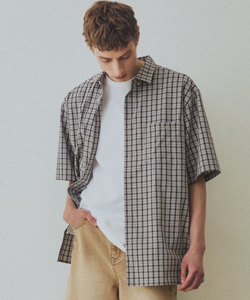 Check Boxy Half Street Shirt [Beige]