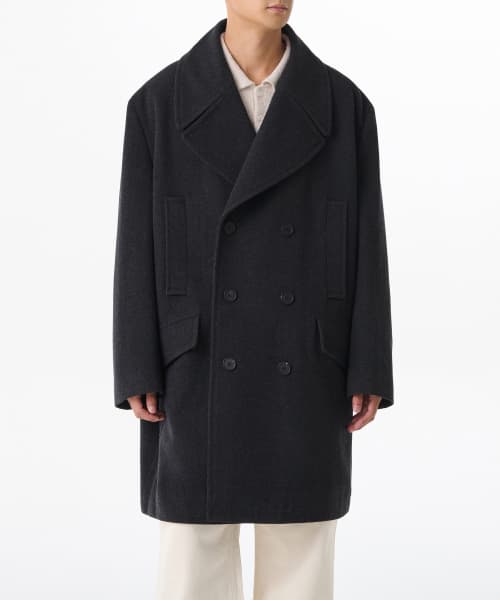 Wool Blend Extra Oversized Peacoat [Charcoal Gray]