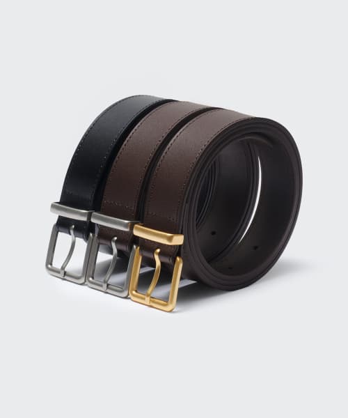 Rounded Square Leather Belt_30mm