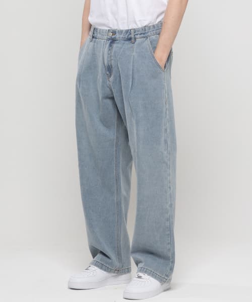 Non-Fade Wide Denim Pants [Light Blue]