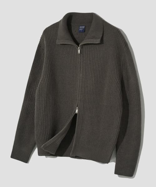 Refined Two-Way Knit Zip-Up [Charcoal]