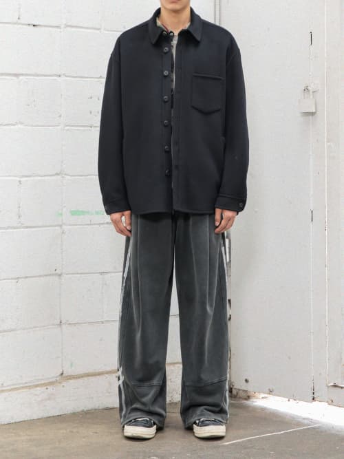 Double Face Hand-Sewn Half Coat [Black]