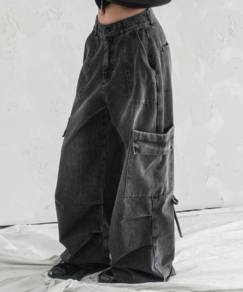 Accent Back String Pants BLACK