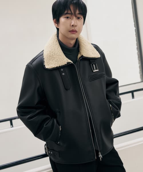 [Oh Jeong-kyu X Drawfit] Shearling Minimal Mustang Jacket [BEIGE]