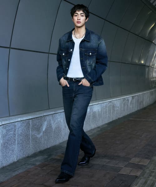 Loose Straight Denim Pants [Dark Blue]
