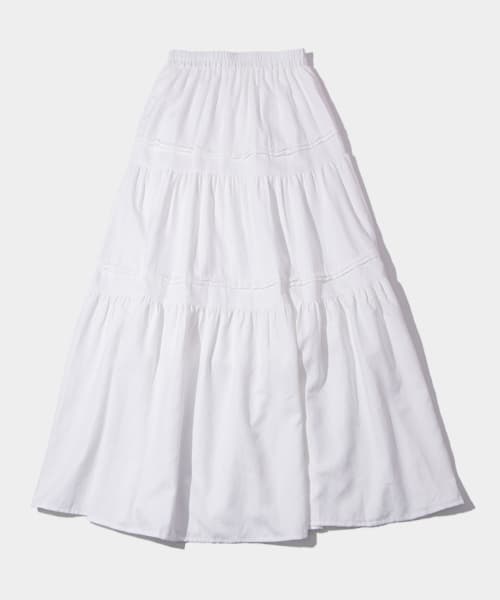 Slim Fit Basic Winter Tiered Banding Long Kankans Skirt [White]