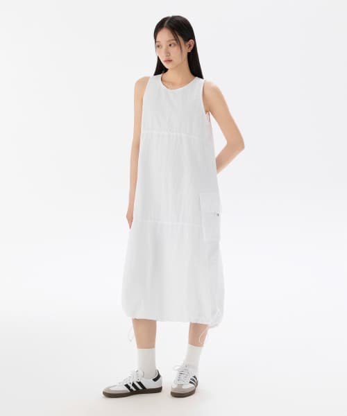 Womens Nylon Parachute Cargo Dress [White]