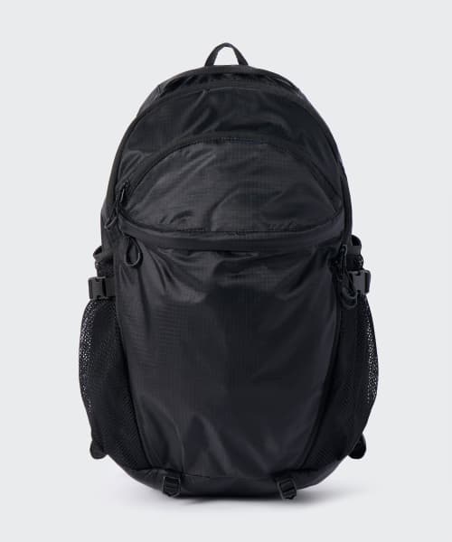 [City Leisure] Ripstop Curved Pocket Hiking Backpack [Black]
