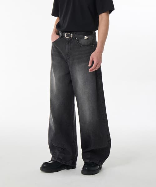 Big Brush Balloon Denim Pants [Black]