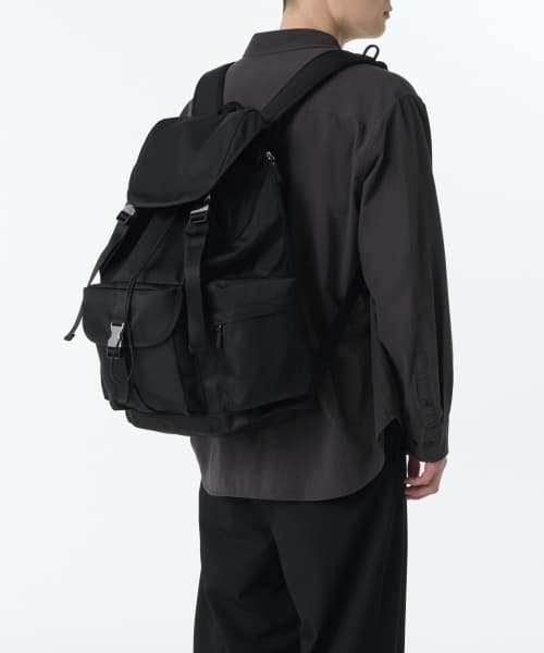 Nylon Flap Cargo Backpack [Black]